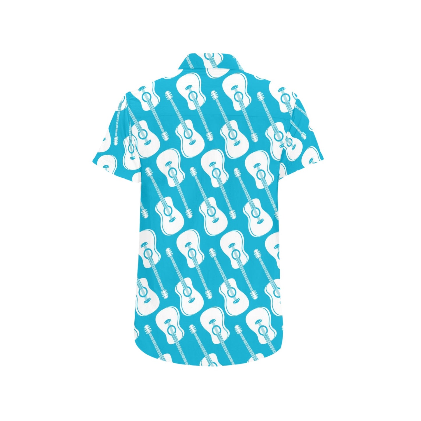 Acoustic Guitar Print Design LKS404 Men Short Sleeve Button Up Shirt