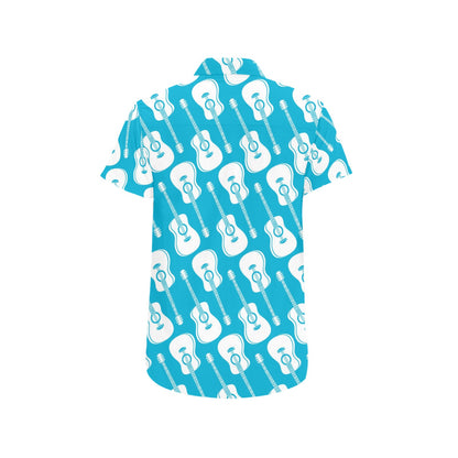 Acoustic Guitar Print Design LKS404 Men Short Sleeve Button Up Shirt