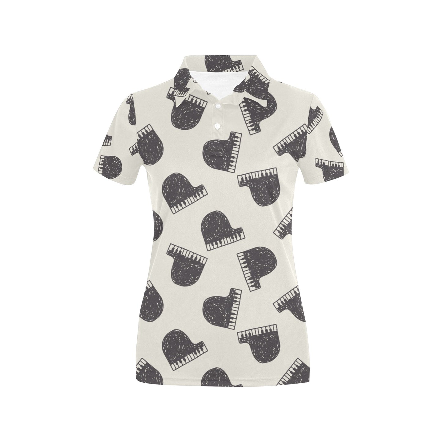 Piano Pattern Print Design 04 Women's Polo Shirt