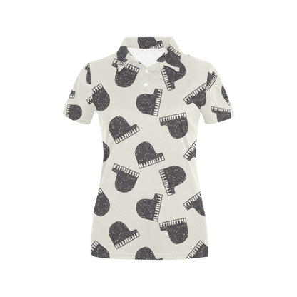 Piano Pattern Print Design 04 Women's Polo Shirt