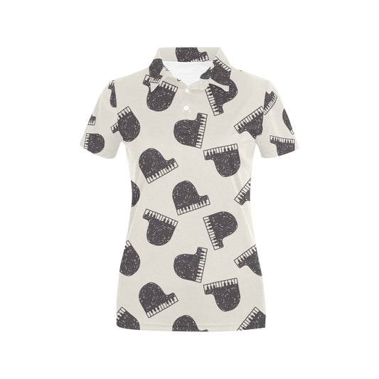 Piano Pattern Print Design 04 Women's Polo Shirt