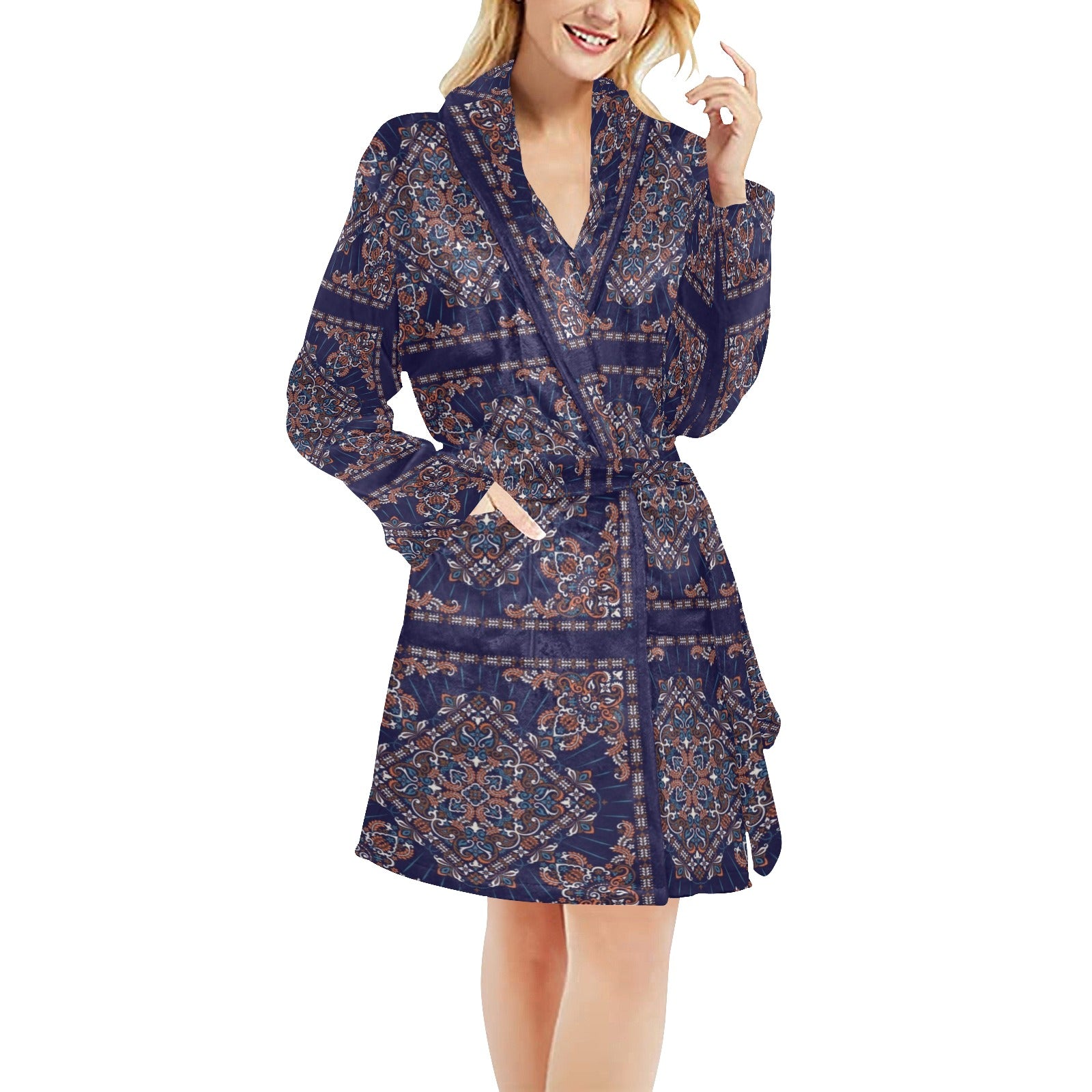 Bandana Print Design LKS3012 Women's Fleece Robe