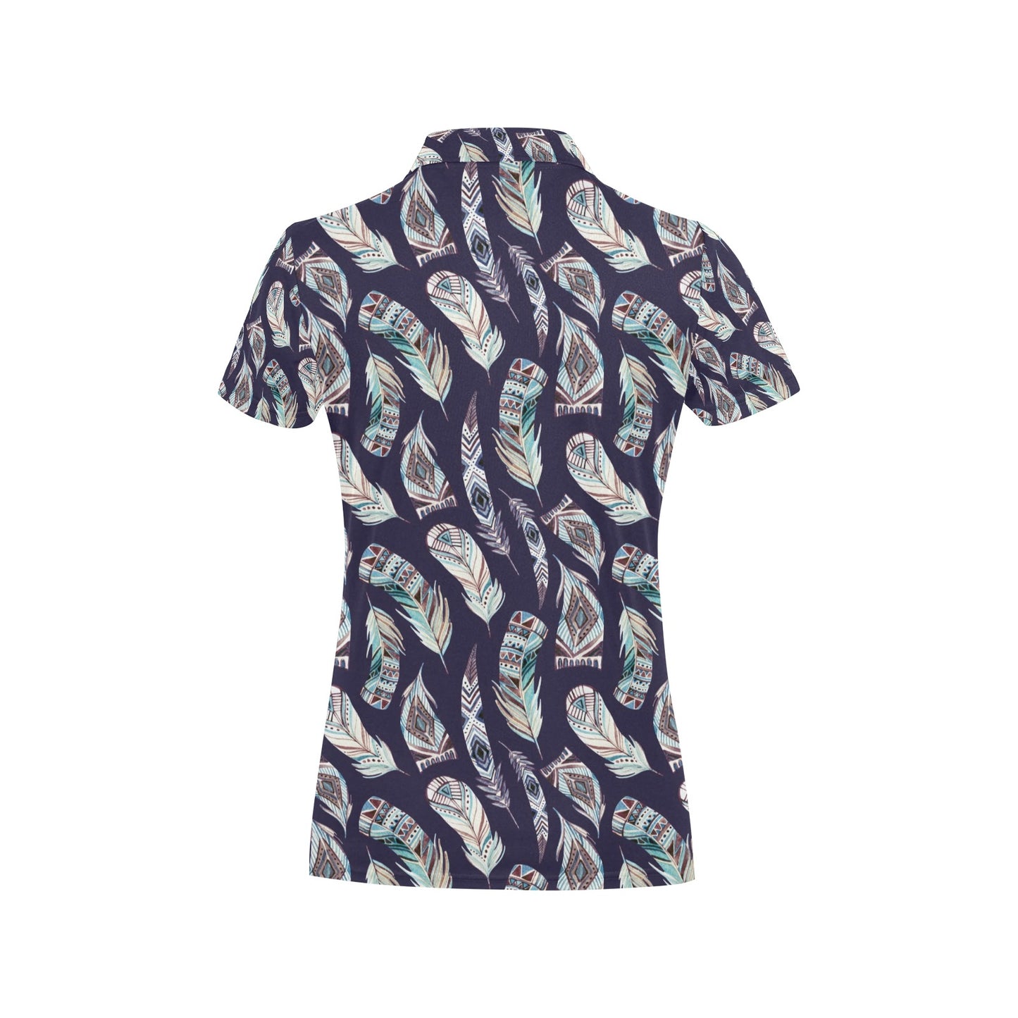 Feather Vintage Boho Design Print Women's Polo Shirt