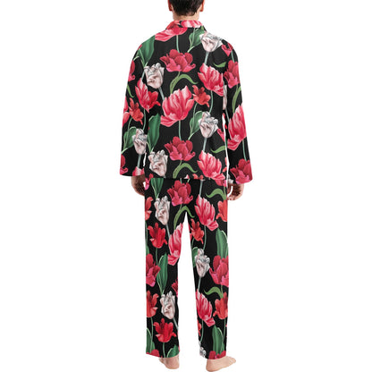 Tulip Pattern Print Design TP08 Men's Long Pajama Set