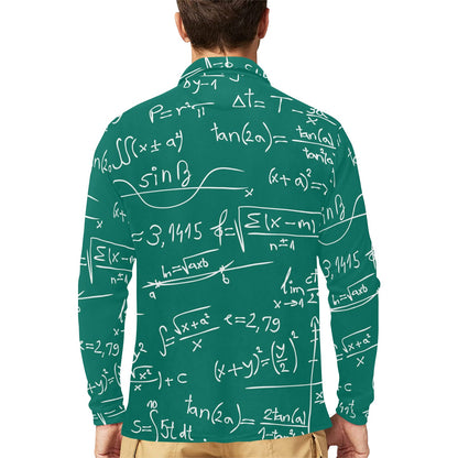 Math Pattern Print Design 01 Long Sleeve Polo Shirt For Men's