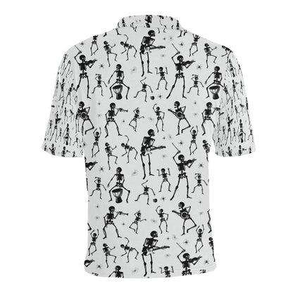 Skeleton Music Player Print Design LKS303 Men Polo Shirt