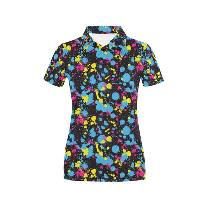 Splatter Colorful Print Design LKS301 Women's Polo Shirt