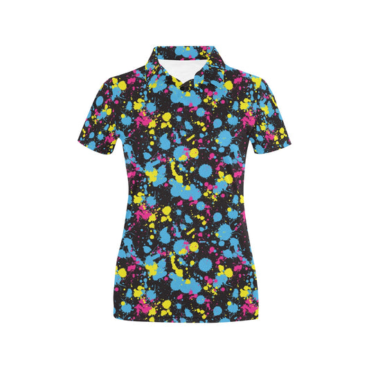 Splatter Colorful Print Design LKS301 Women's Polo Shirt