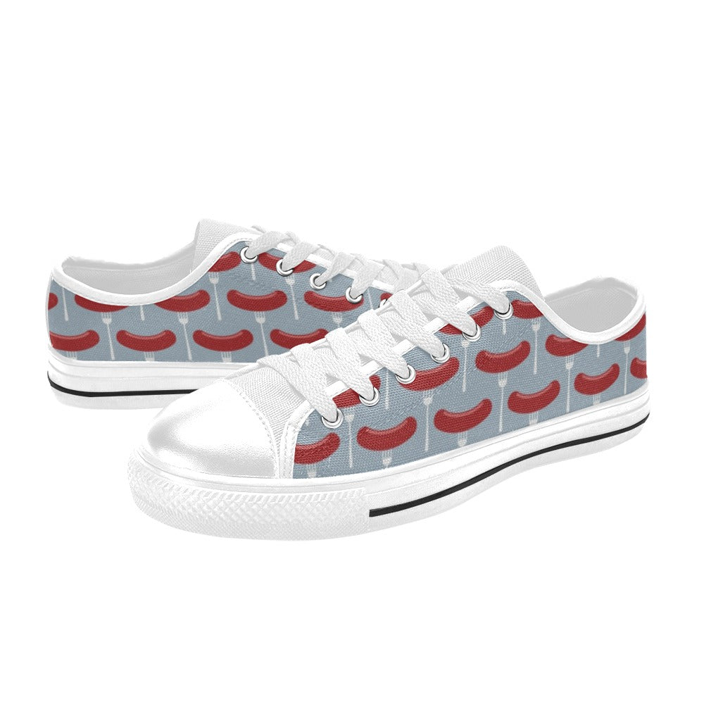 Sausage Print Design LKS301 Women's White Low Top Shoes