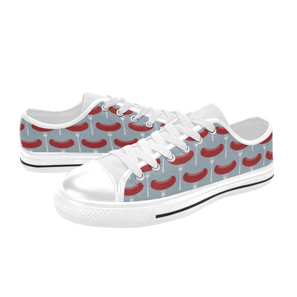 Sausage Print Design LKS301 Women's White Low Top Shoes