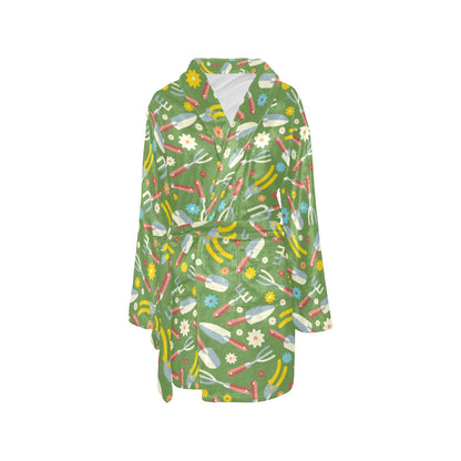 Gardening Pattern Print Design G06 Women's Fleece Robe
