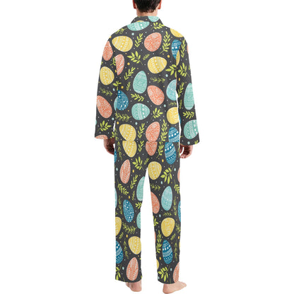 Easter Eggs Pattern Print Design RB01 Men's Long Pajama Set