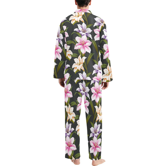 Lily Pattern Print Design LY01 Men's Long Pajama Set