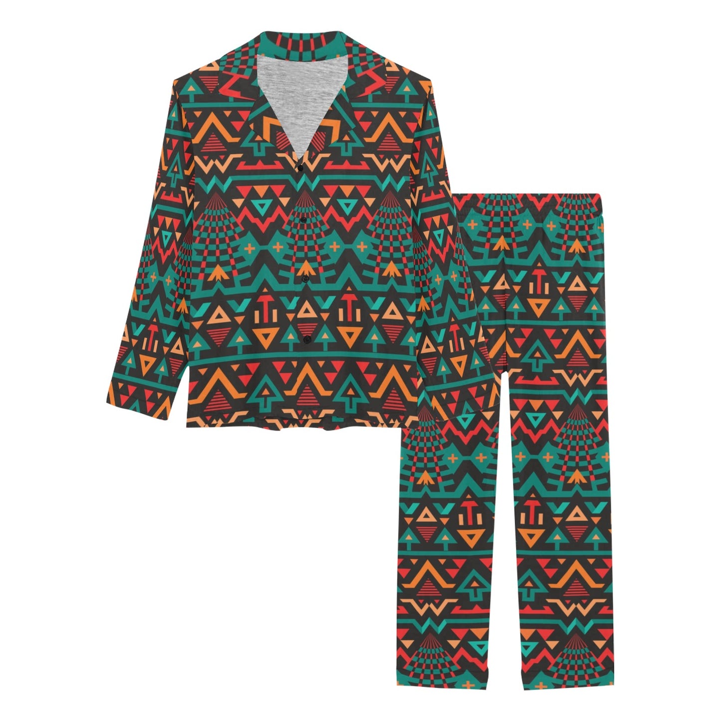 Aztec Pattern Print Design 04 Women's Long Pajama Set