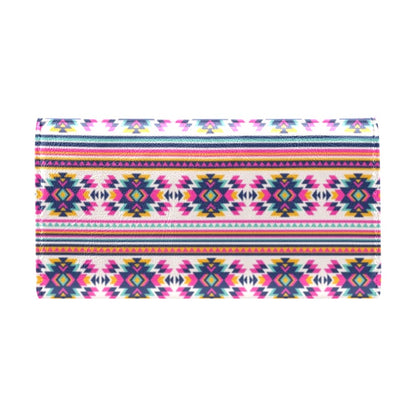 Indian Navajo Neon Themed Design Print Women's Trifold Wallet