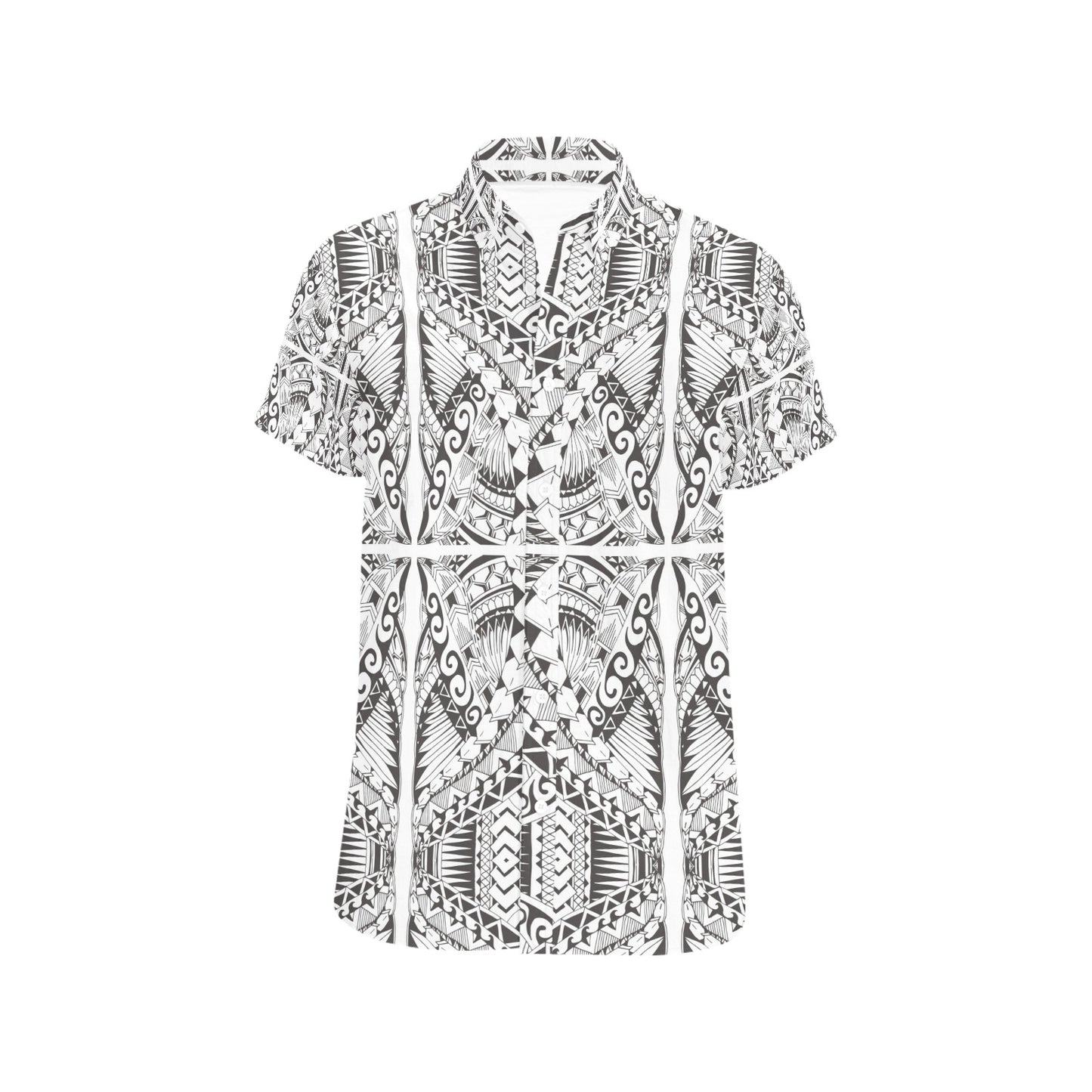 Samoan Style Print Design LKS301 Men Short Sleeve Button Up Shirt