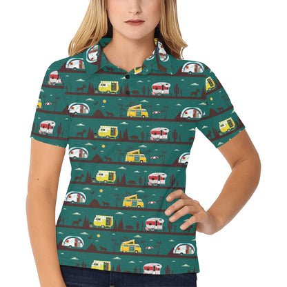 Camper Pattern Print Design 05 Women's Polo Shirt