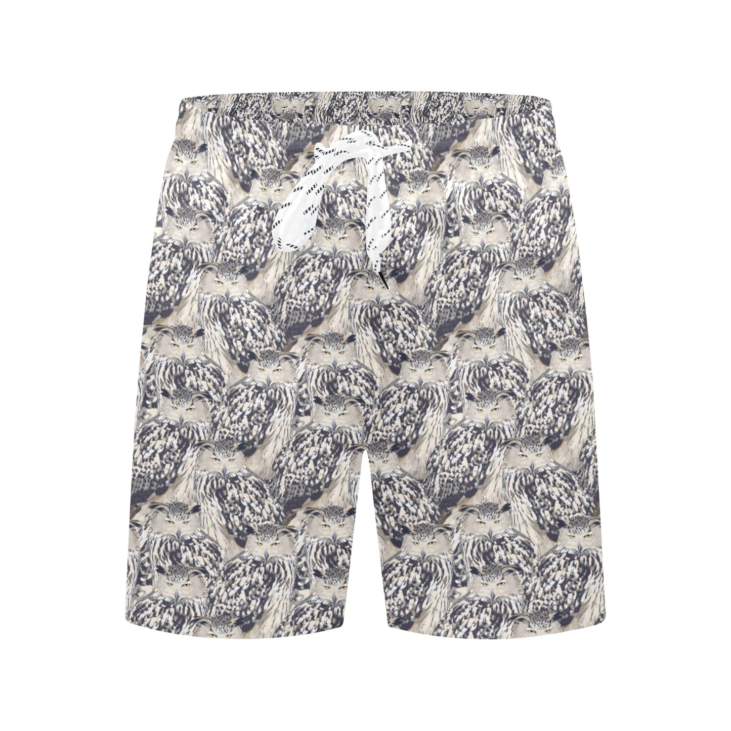 Owl Realistic Themed Design Print Men's Swim Trunks Beach Shorts