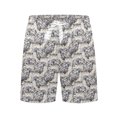 Owl Realistic Themed Design Print Men's Swim Trunks Beach Shorts