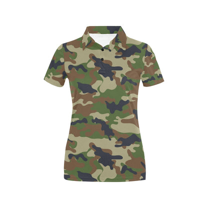 Army Camouflage Pattern Print Design 01 Women's Polo Shirt