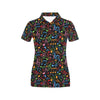 Music Note Colorful Themed Print Women's Polo Shirt