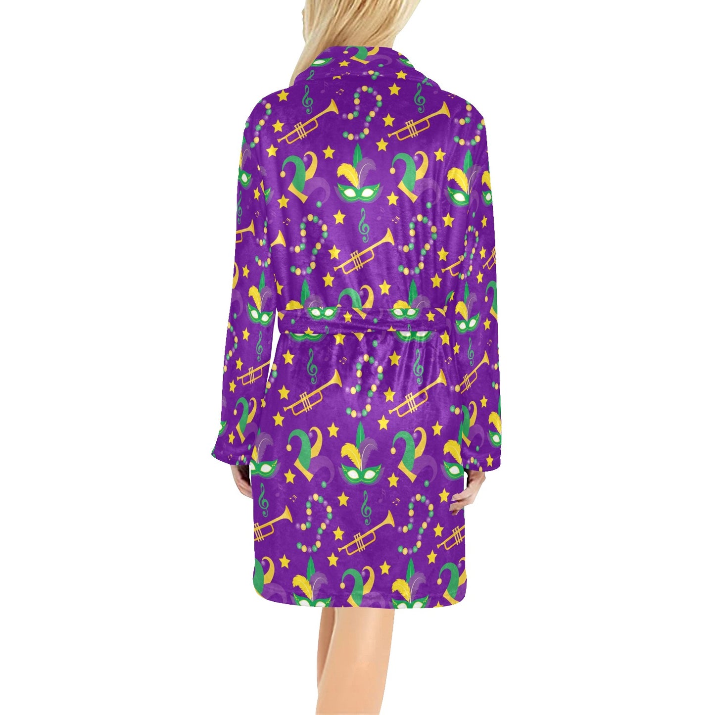 Mardi Gras Pattern Print Design 06 Women's Fleece Robe