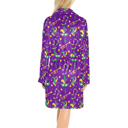 Mardi Gras Pattern Print Design 06 Women's Fleece Robe