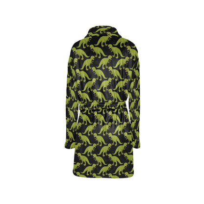 T Rex Pattern Print Design A02 Women's Fleece Robe