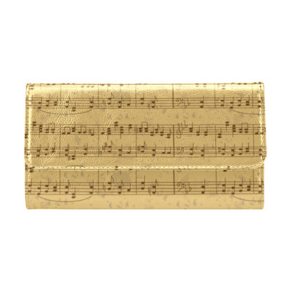 Music Note Vintage Themed Print Women's Trifold Wallet