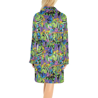 Psychedelic Trippy Mushroom Themed Women's Fleece Robe