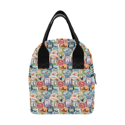 Travel Stamp Print Design LKS301 Insulated Lunch Bag