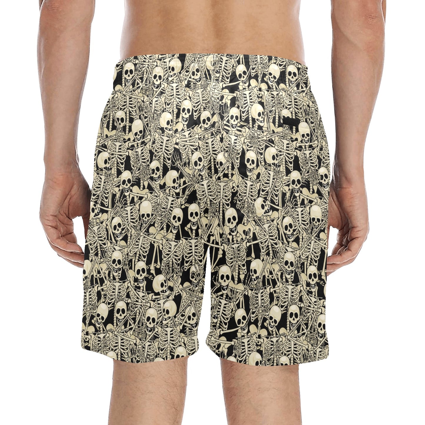 Skeleton Design Print Men's Swim Trunks Beach Shorts