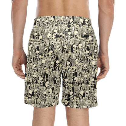 Skeleton Design Print Men's Swim Trunks Beach Shorts