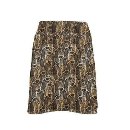 Elegant Gold leaf Print 17" Golf & Pickleball Skort with Pockets