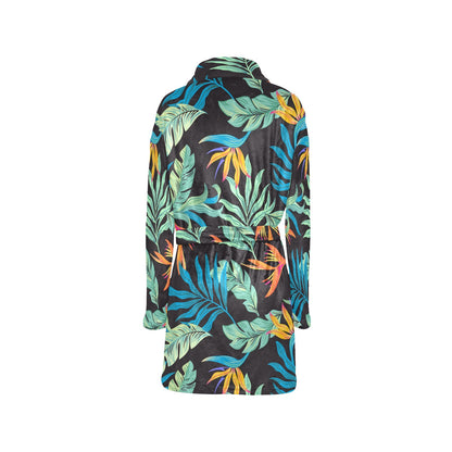 Tropical Palm Leaves Hawaiian Flower Women's Fleece Robe