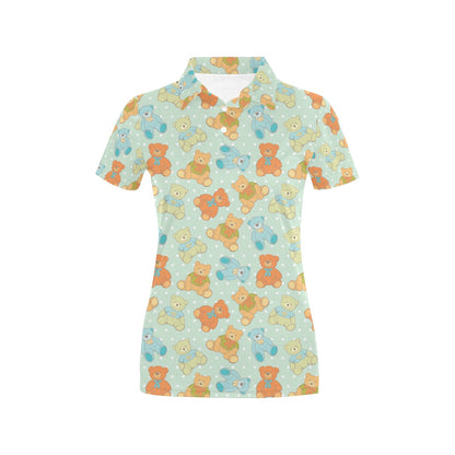 Bear Pattern Print Design 02 Women's Polo Shirt