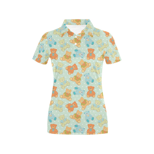 Bear Pattern Print Design 02 Women's Polo Shirt