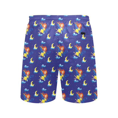 Fairy with Moon Print Pattern Men's Swim Trunks Beach Shorts