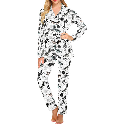 Skunk Print Design LKS303 Women's Long Pajama Set