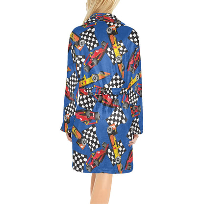Racing Pattern Print Design A01 Women's Fleece Robe