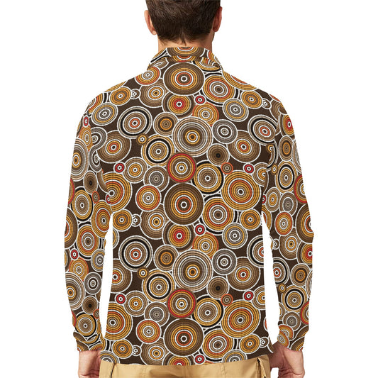 Aboriginal Print Design LKS402 Long Sleeve Polo Shirt For Men's