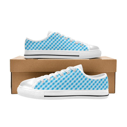 Gingham Print Design LKS401 Women's White Low Top Shoes