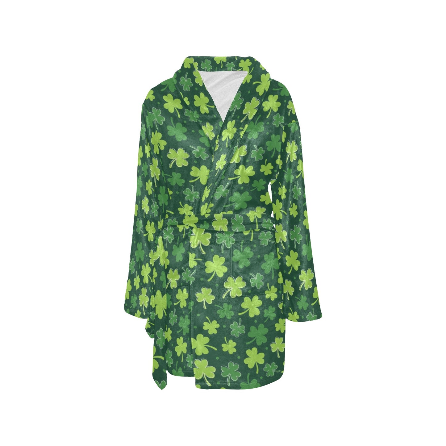 Clover Pattern Print Design 02 Women's Fleece Robe