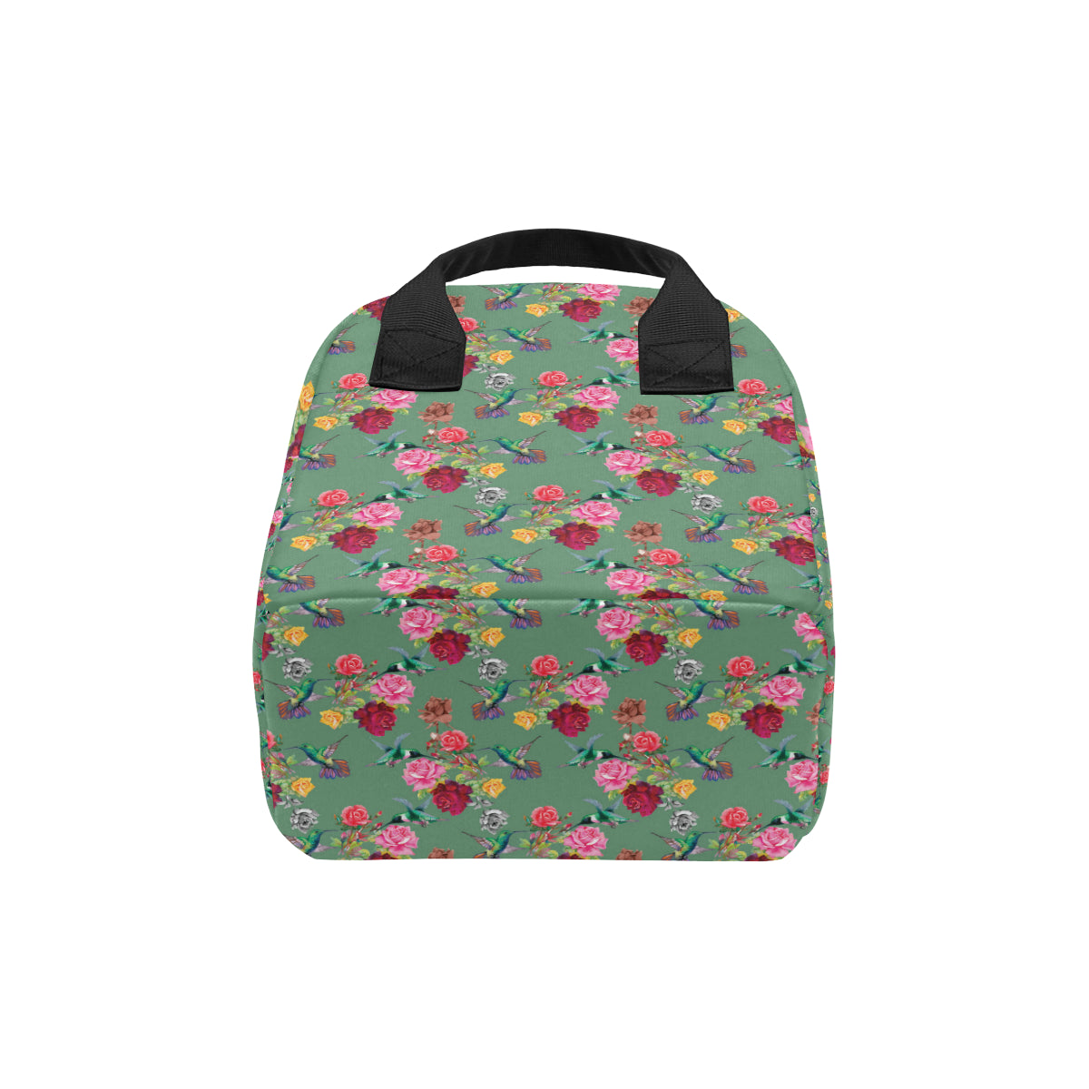 Hummingbird with Rose Themed Print Insulated Lunch Bag