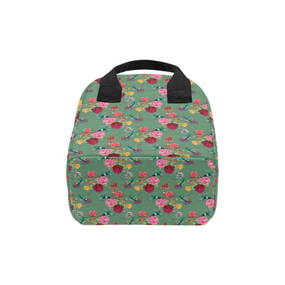 Hummingbird with Rose Themed Print Insulated Lunch Bag