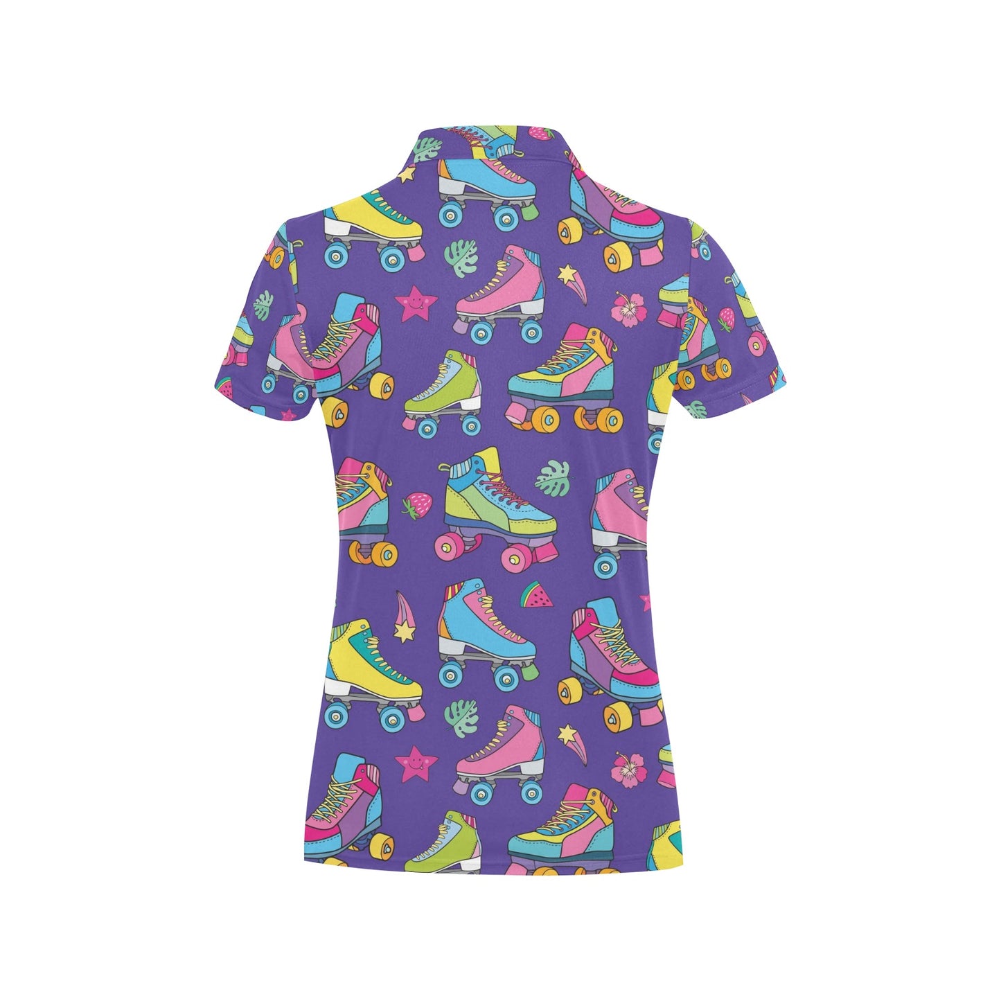Roller skate Colorful Pattern Print Design A05 Women's Polo Shirt
