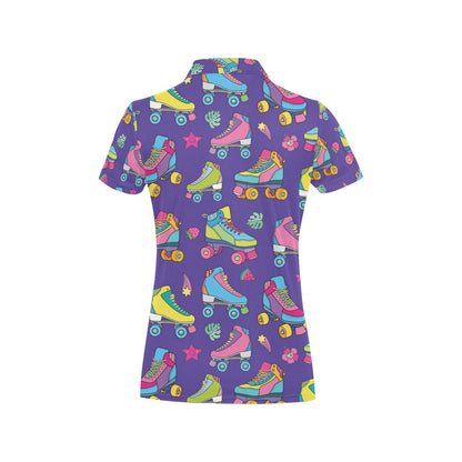Roller skate Colorful Pattern Print Design A05 Women's Polo Shirt