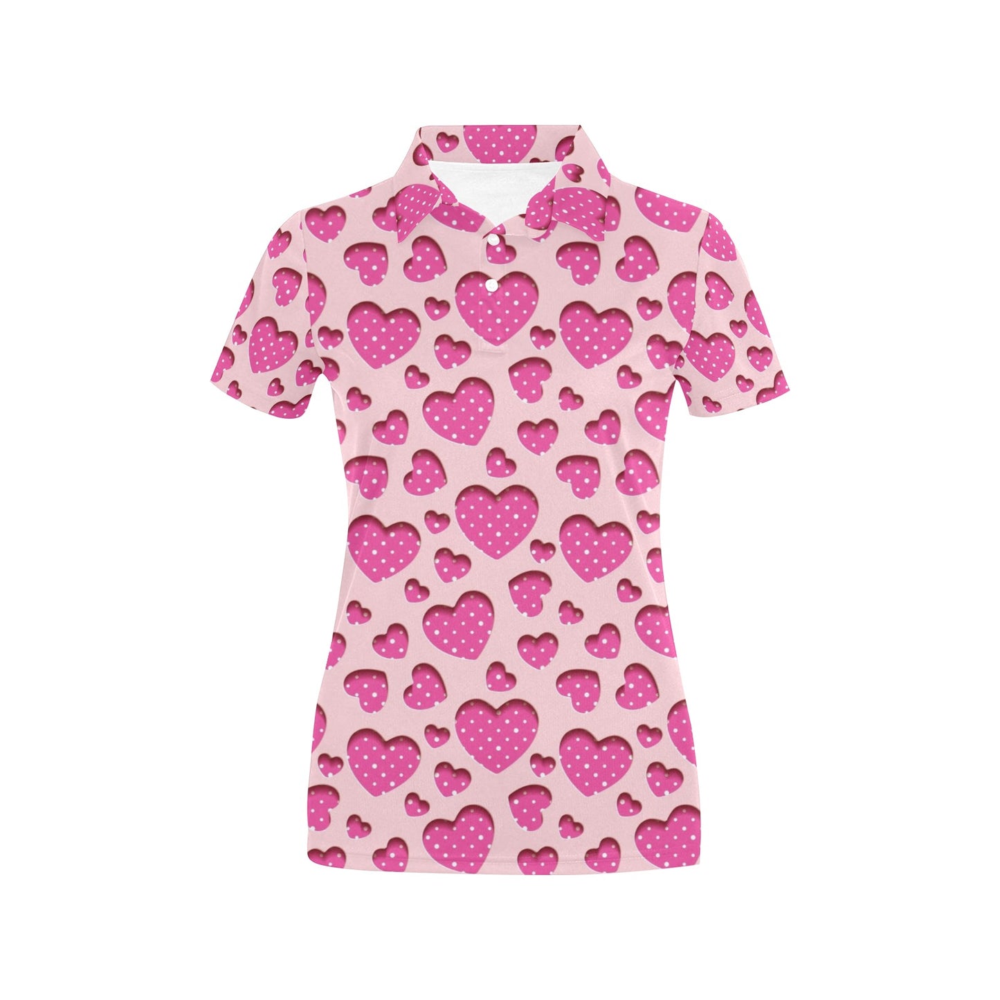 Heart Pink Pattern Print Design HE06 Women's Polo Shirt