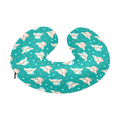 Chihuahua Polka Dot Pattern U-Shaped Travel Neck Pillow