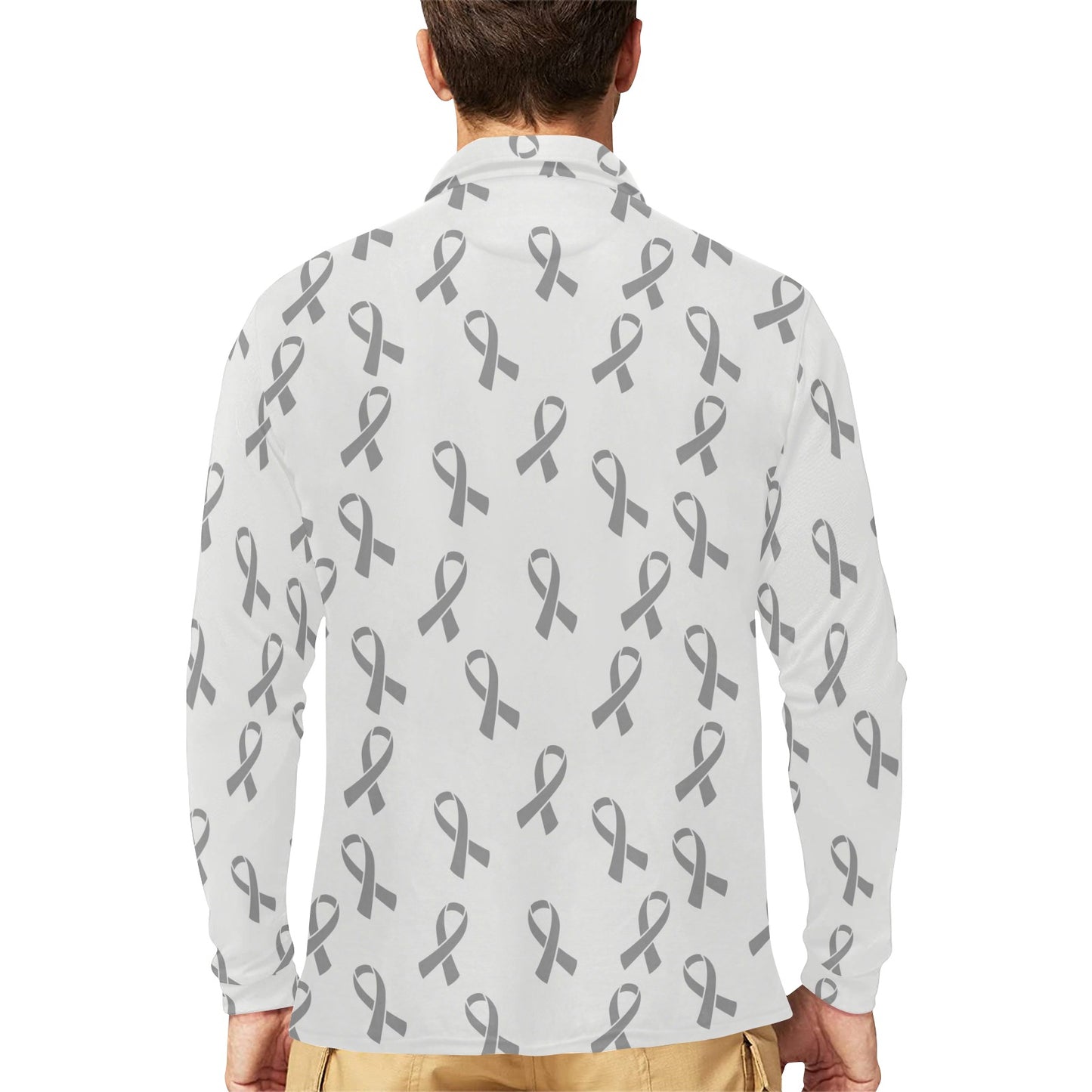 Brain cancer Pattern Print Design 01 Long Sleeve Polo Shirt For Men's